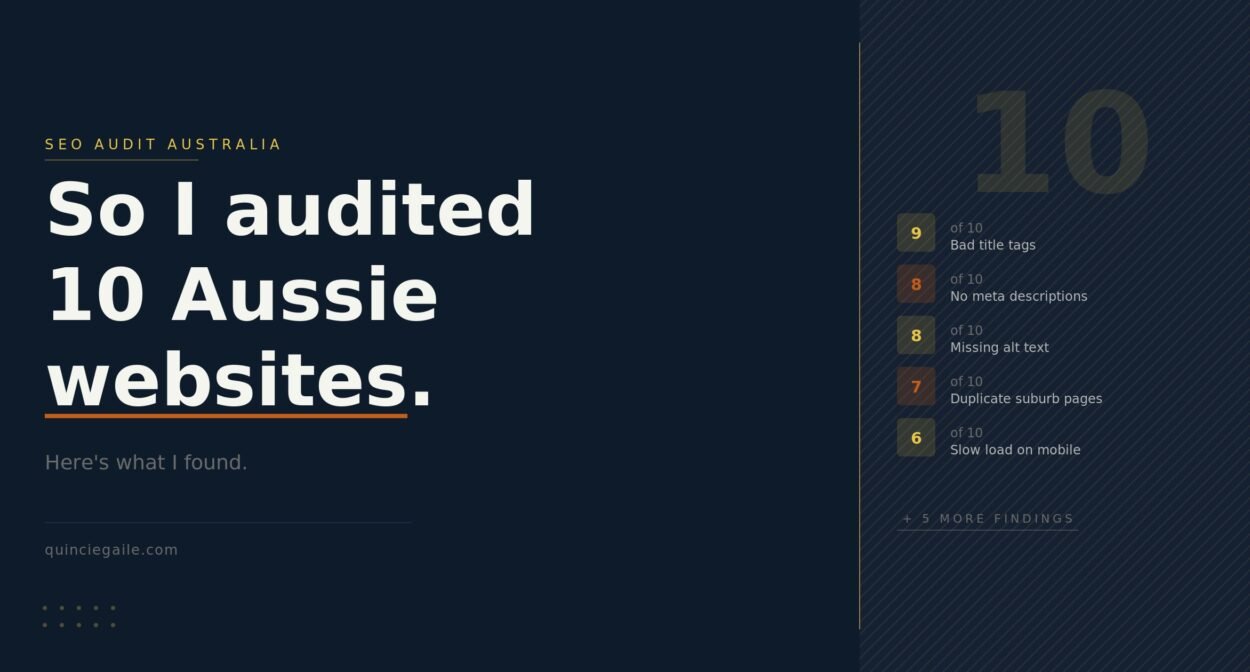 SEO audit Australia -featured image showing common issues found across 10 Aussie small business websites